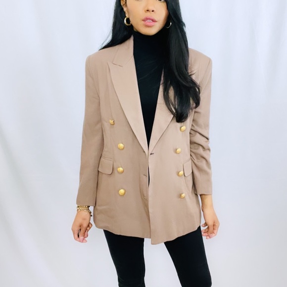 Vintage | Brown and Gold Double Oversized Breasted Blazer - Picture 10 of 11
